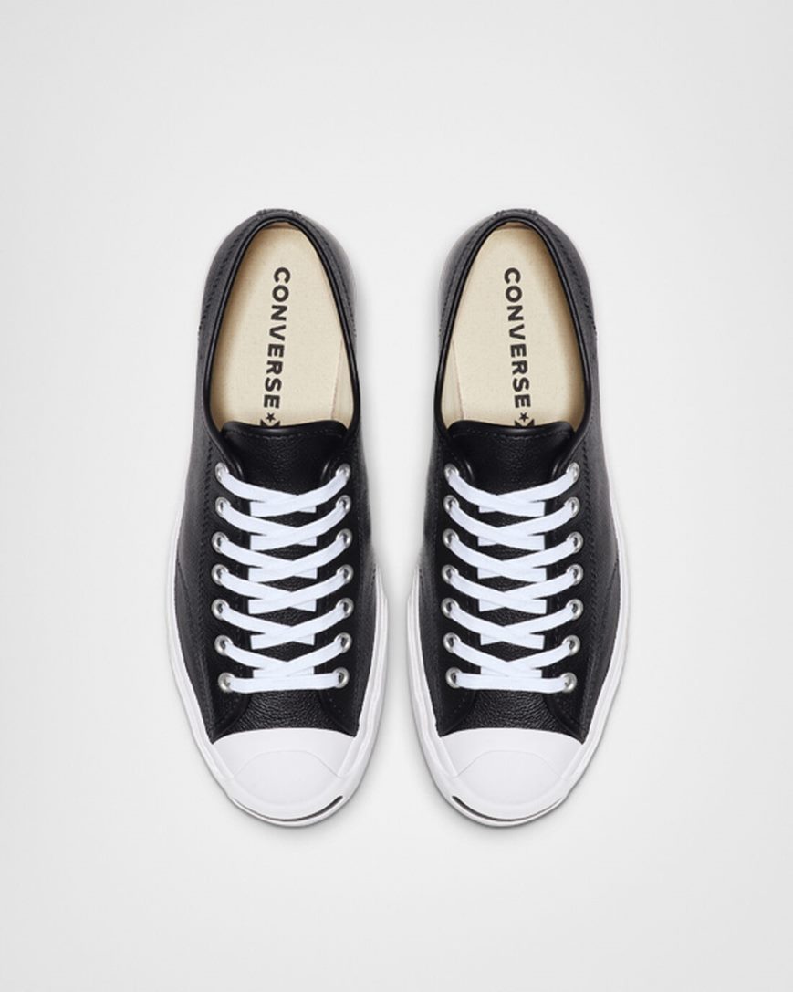 Zapatillas Bajas Converse Jack Purcell Cuero Mujer Negras Blancas | PE E47P25